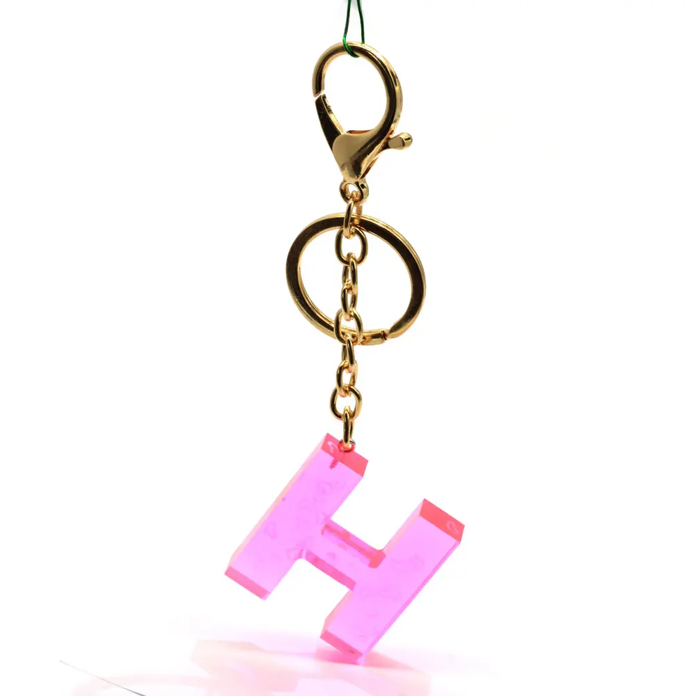 Glitter Resin Letters Lobster Clasp Keychain Plastic Alphabet Letter Design Key Chain for Leather Bag Handbag Purse Key Ring