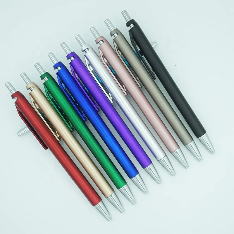 Thin Body Metallic Colored Painted Barrel Chromed Plunger And Tip Slimline Ball Point Pen Kits