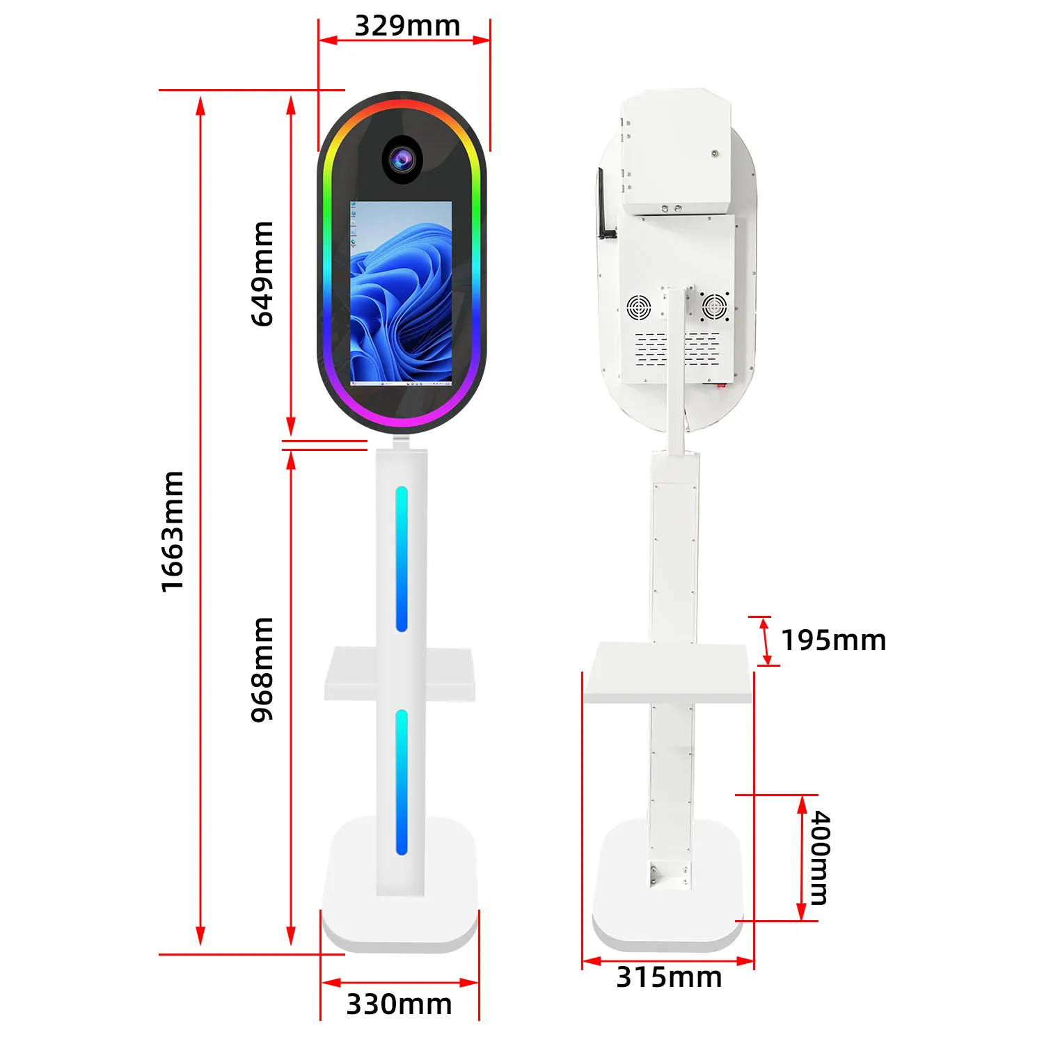 Black Oval Dslr Photo Booth With 15.6Inch Touch Screen For Event Selfie Photobooth Flash Camera Printer