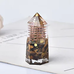 Natural Crystal Gravel Tiger Eye Stone Resin Crystal Point With Bismuth Ore Healing Stone Obelisk Crystal Pillars For Meditation