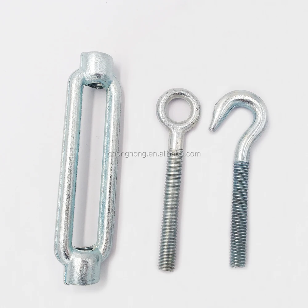 Carbon Steel Galvanized DIN1480 Wire Rope Turnbuckle with Hook and Eye Malleable Cable Rigging Hardware