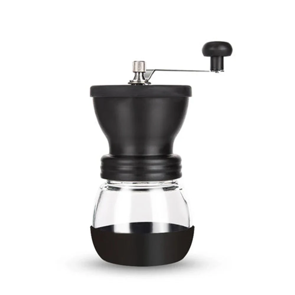 Kitchen & Tabletop Portable Black Ceramic Burr Mill Manual Bean Coffee Grinder With Double-Wall Jars