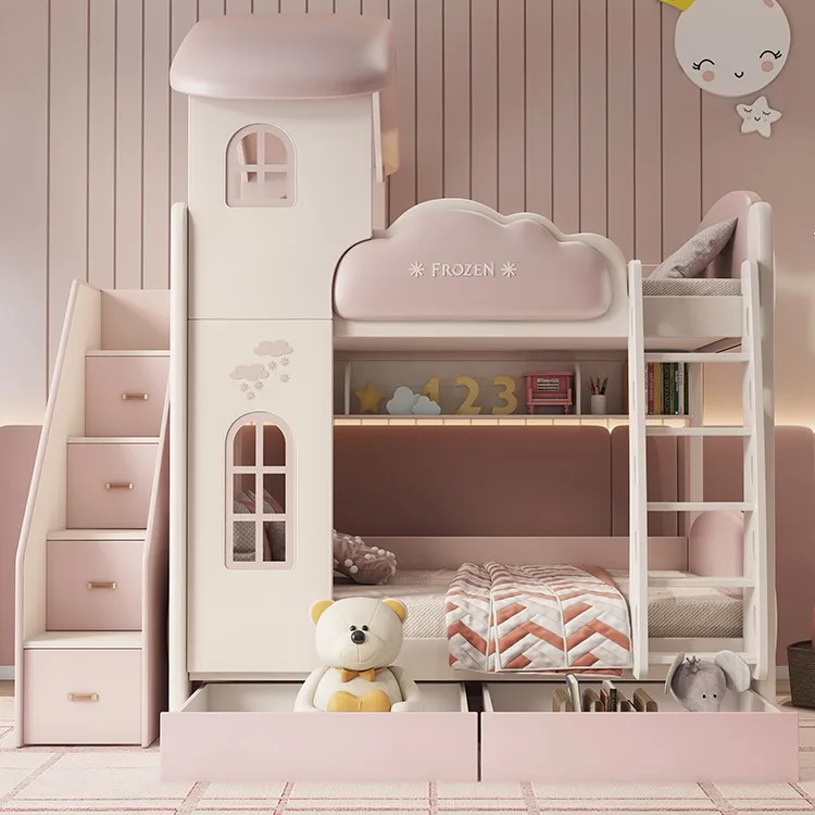 2022 hotsales wooden blue/pink baby babi kids double Beds