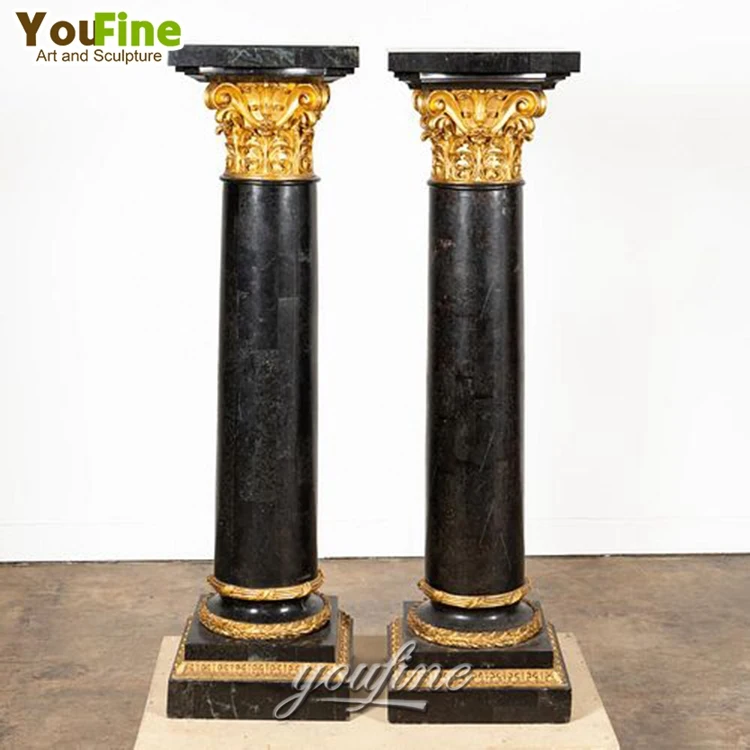 Affordable Hand Carved Black Marble Roman Corinthian Column