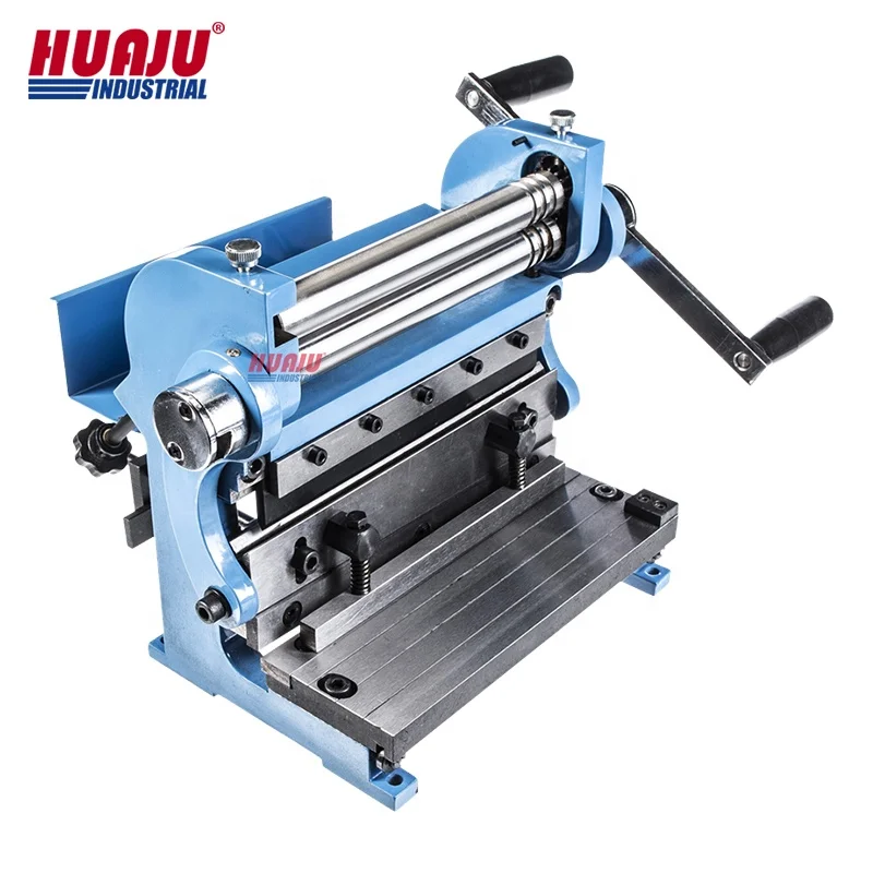 Huaju Industrial 3 IN 1 200 mm 8 Inch Sheet Metal Guillotine Shear Press Brake Roll Bending Machine