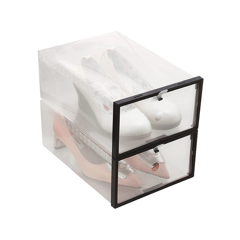 Factory Supply Transparent 2pcs Clear PP Storage Shoe Box For Lady Size