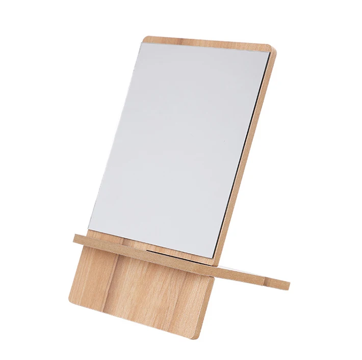 wholesale custom single sided rectangle brown mirror anti-fog table stand silver glass mirror for hotel