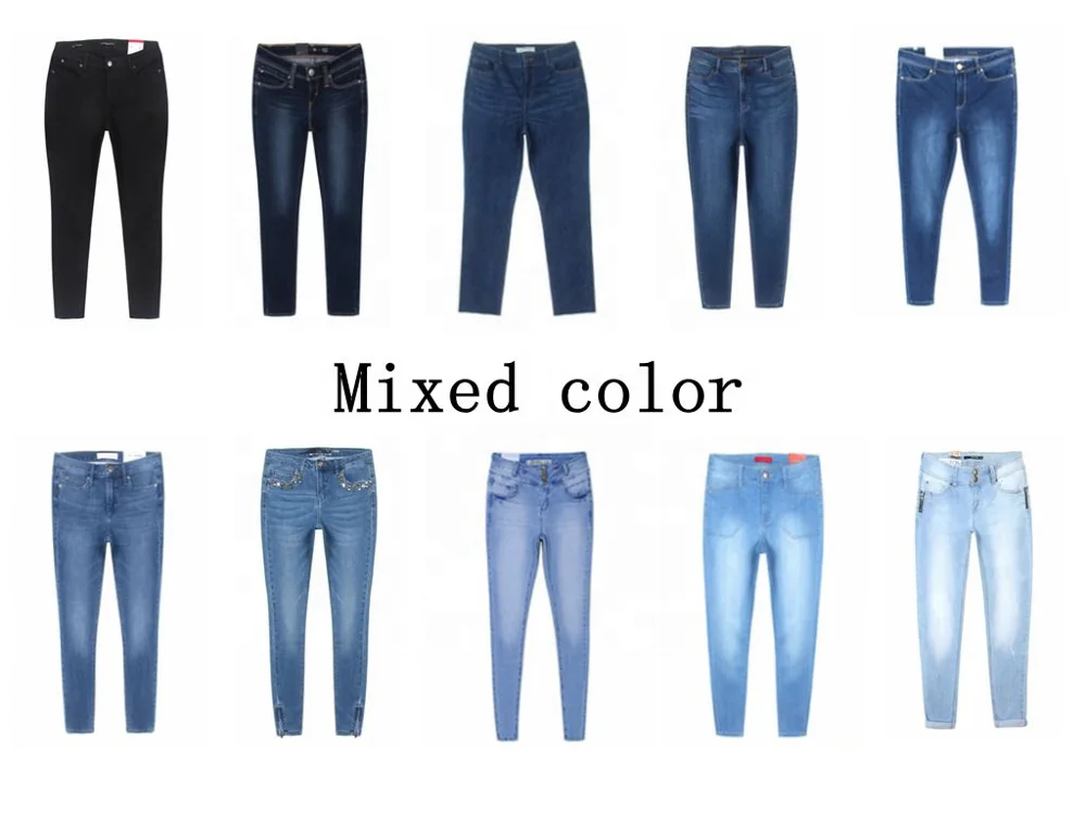 GZY PROMOTION 1.65USD factory clearance stock jeans lot guangzhou mixed ladies jeans for women