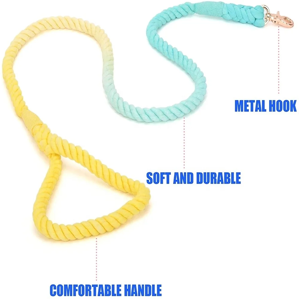 Heavy Duty Cotton personalized 12mm Gradient Color Three TwistedSlip LeadDog Leash Rope