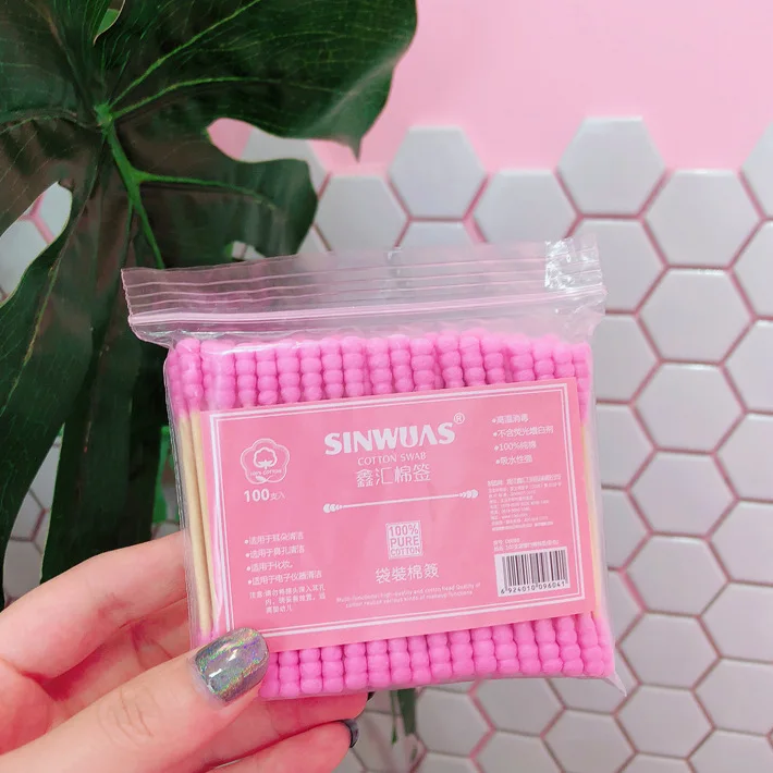100Pcs/bag Double Head Bamboo Cotton Swab Wood Sticks Soft Buds for Medical Nose Ears Cleaning Tools Cotonete