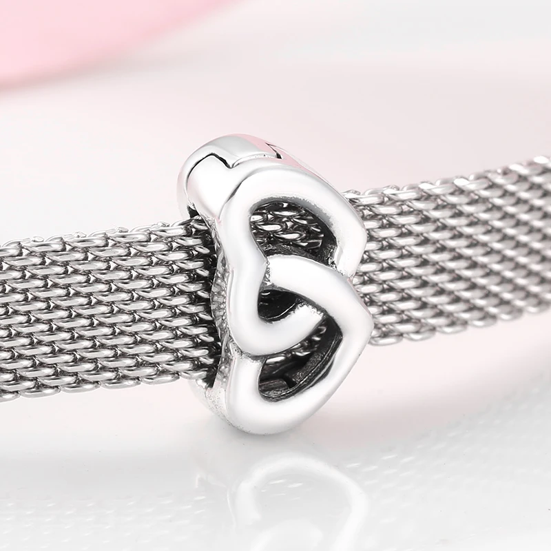 Real 925 sterling silver Fashion Clip Heart Beads Bracelets for Woman Fit Original Reflection bracelet Wholesale Jewelry