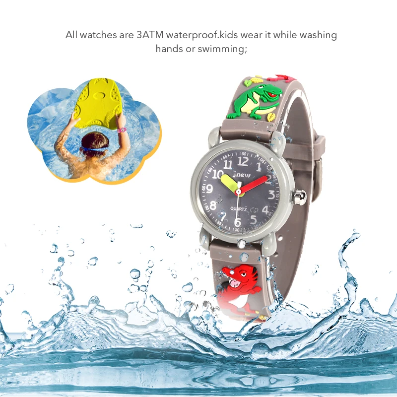 Dinosaur black waterproof 3d cartoon wrist watch best gift for kids 3 4 5 6 7 8 9 10 11 years old