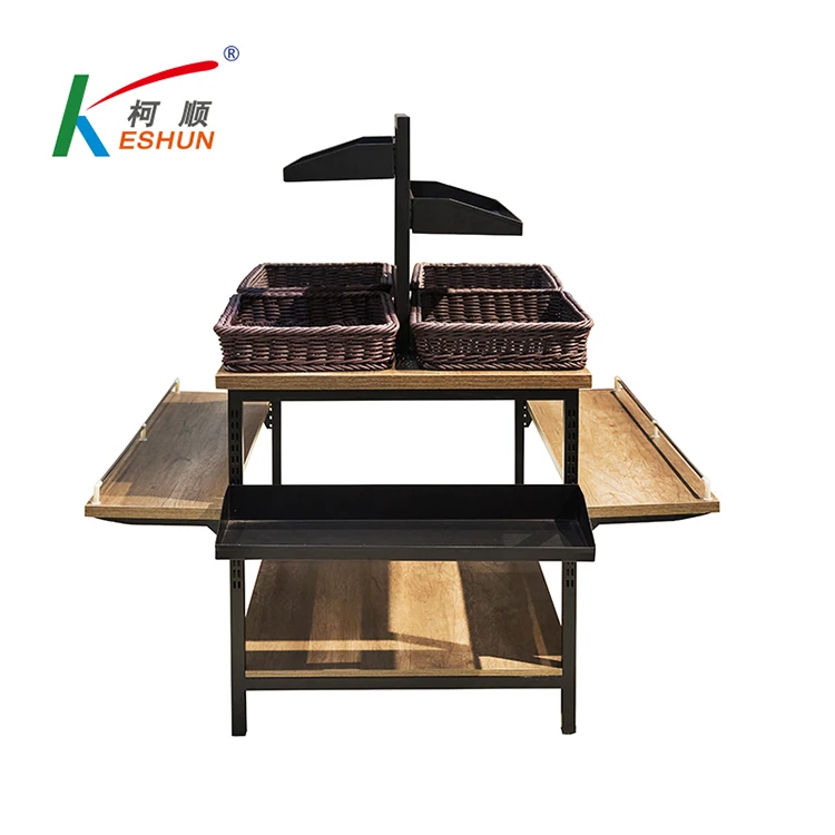 New design black metal storage fruit vegetable basket supermarket storage rack