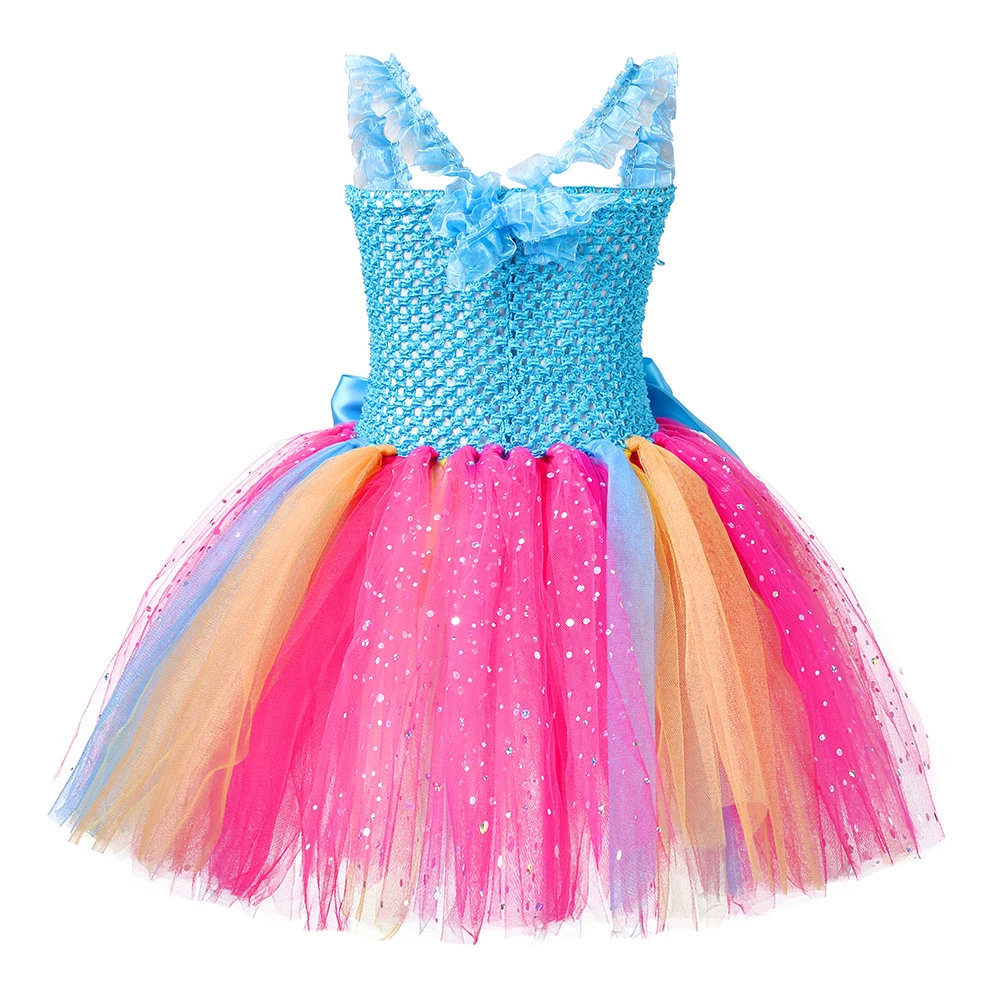 2022 New Kids Girl Shiny Yarn Dress Cosplay Princess Tutu Birthday Party Costume With Hairband