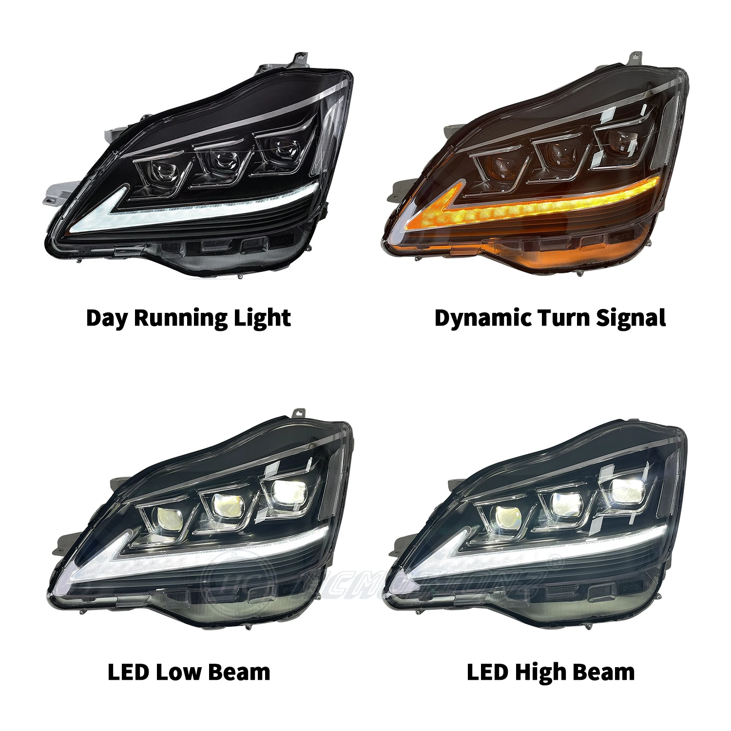 HCMOTIONZ Car Front Lamps 2003-2008 12th Gen with Red Demon Eyes DRL Assembly Animation LED Headlights For Toyota Crown