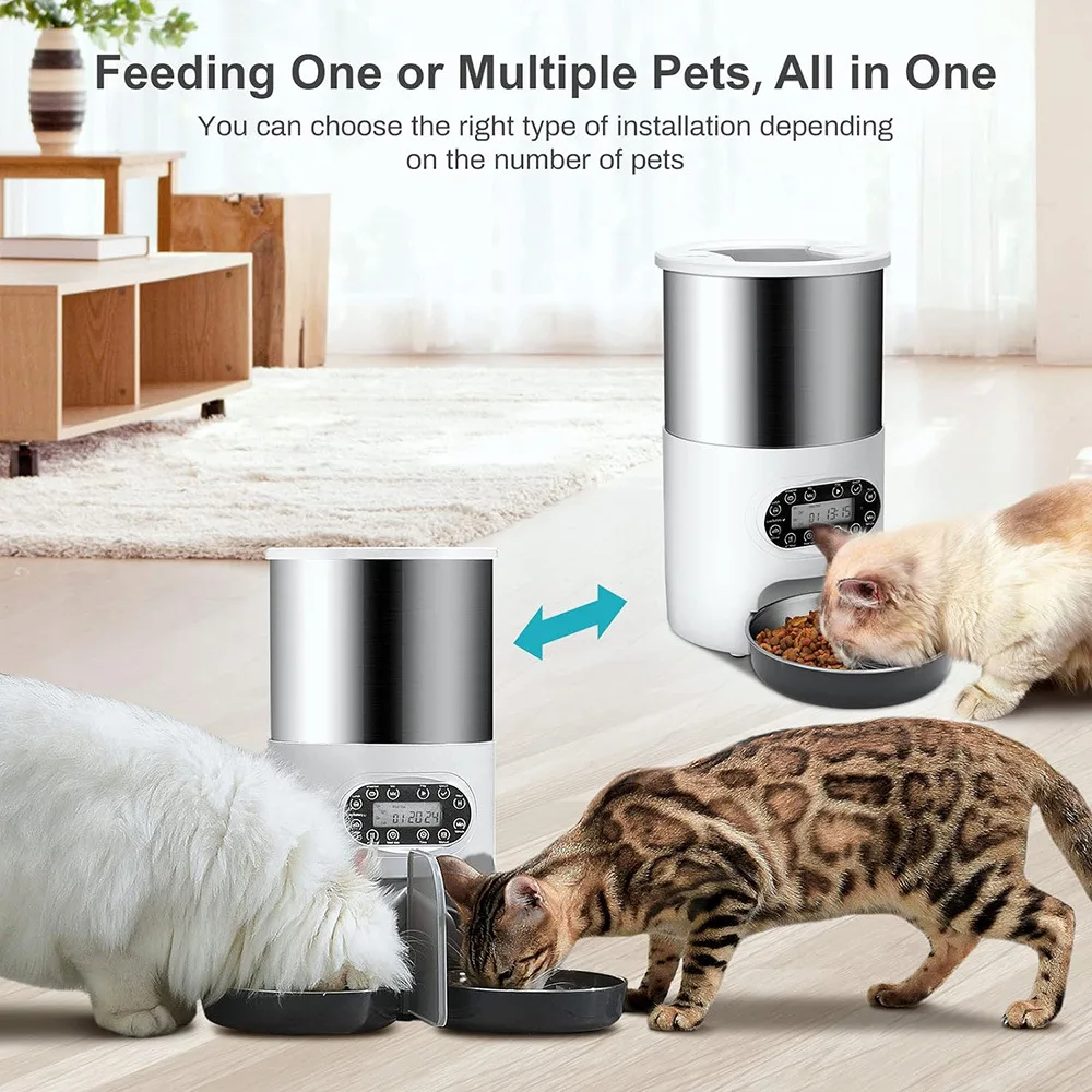 3L Automatic Cat Feeder Stainless Steel Pet Food Dispenser APP Control Voice Recorder Large Small Animals Water ODM