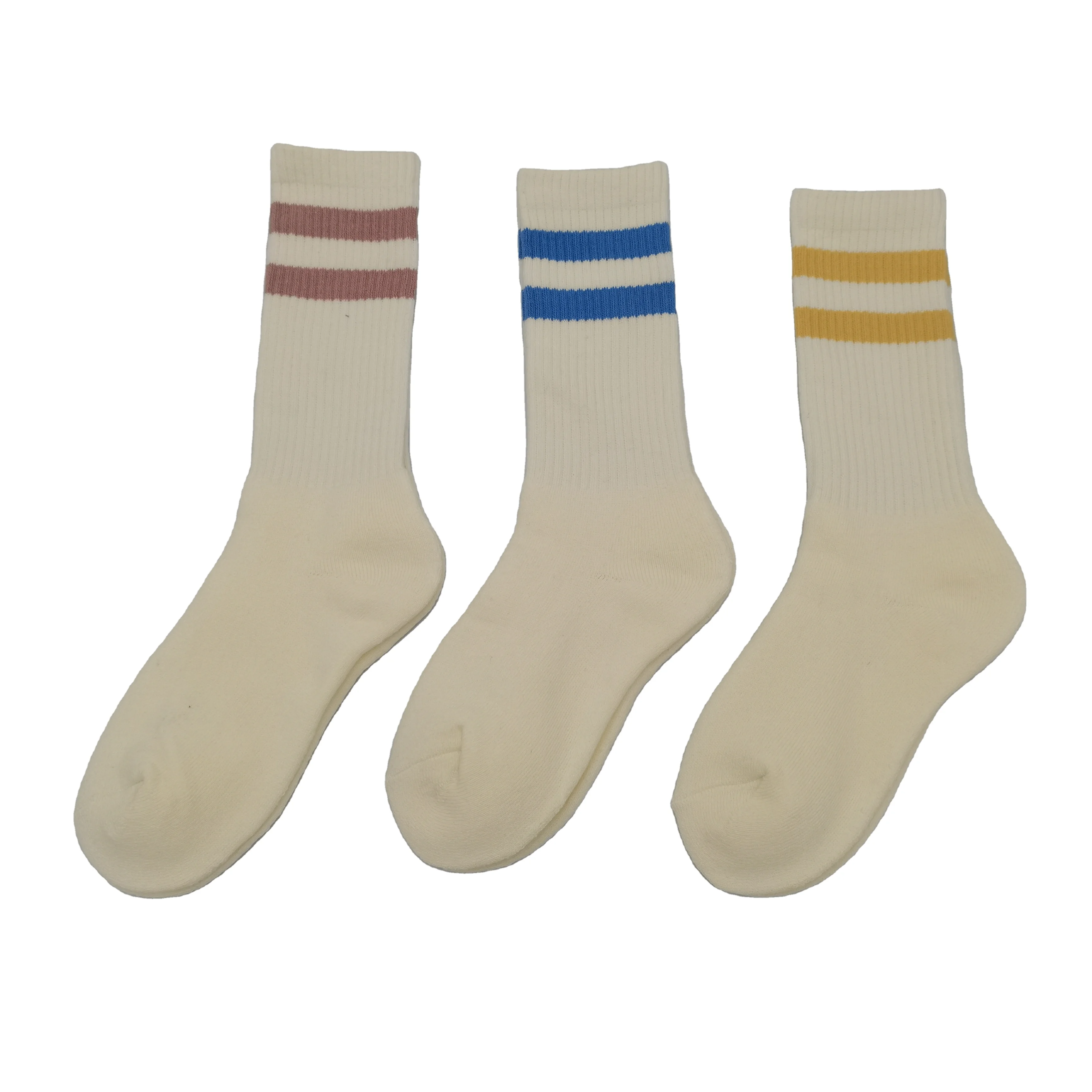 
Custom two stripe sports lady socks terry foot socks 