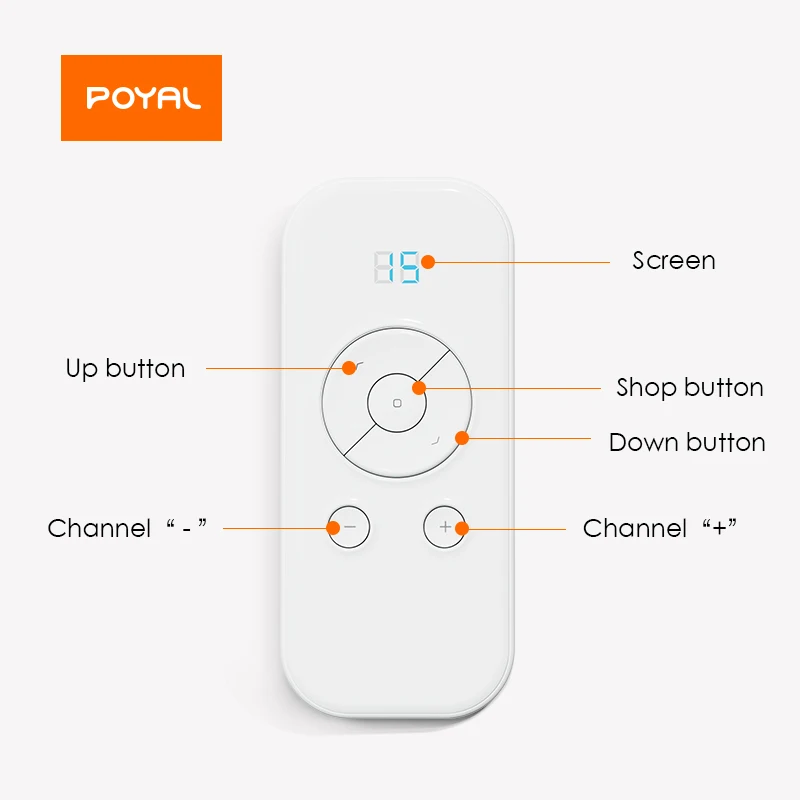 POYAL Modern 15 Channel Smart Electric Roller Blinds Remote PC 433Mhz White Transmitter Motorized Curtain Emitter for Home Hotel