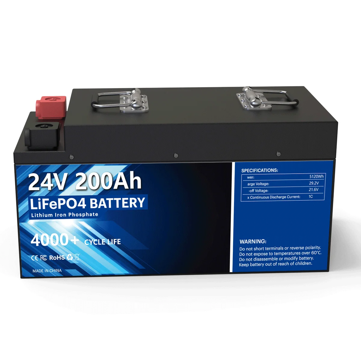 Deep Cycle 4000 Time High Performance Sealed Maintenance Free Lifepo4 Car Battery Auto Lithium Battery Pack 24V 100ah 200ah