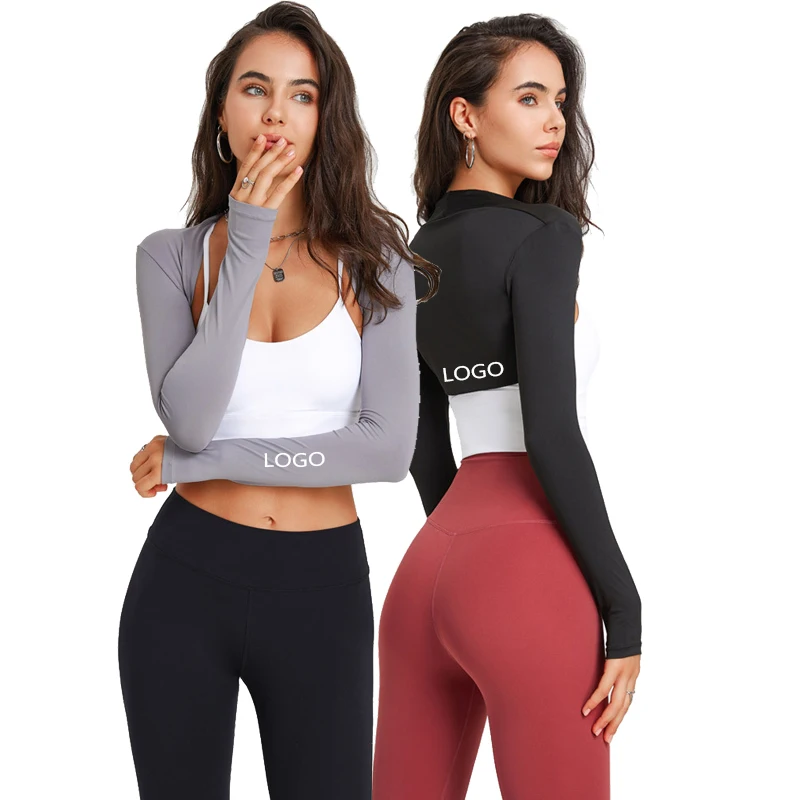 Custom Women Workout Long Sleeves Crop Vest Sports Fitness Sweatshirt Gym Active Wear Yoga Running Dancing Top