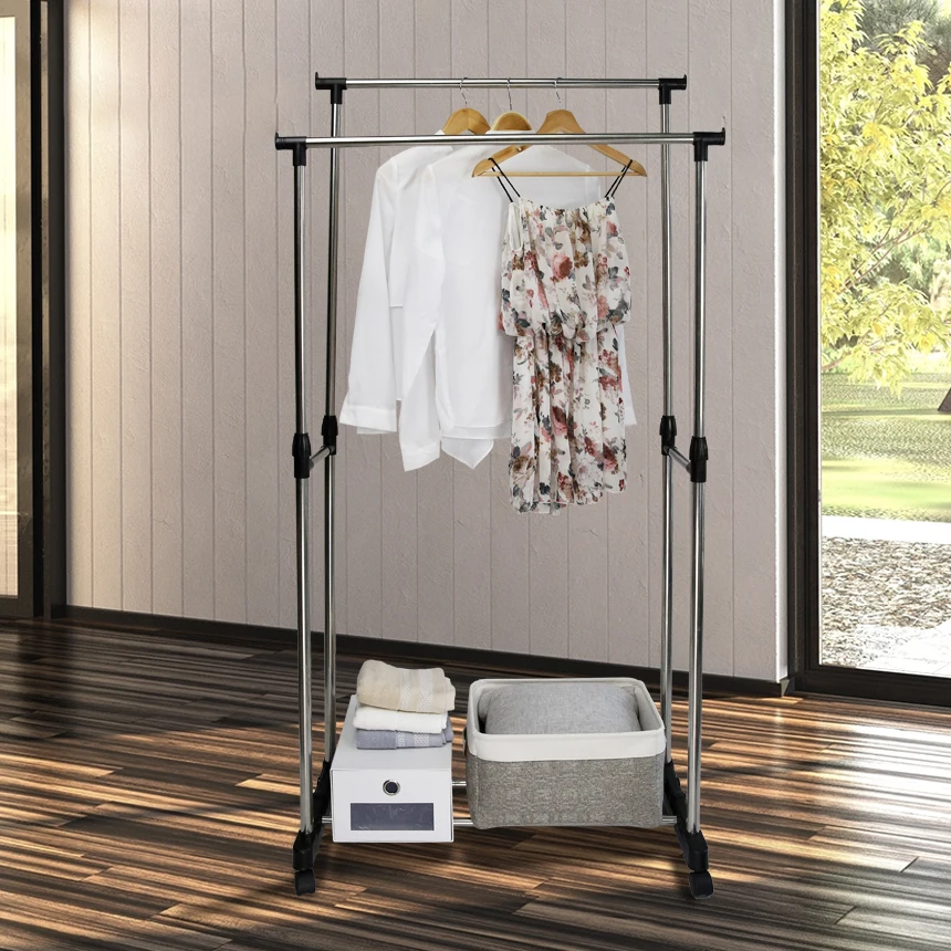 Removable Heavy Duty Storage Dryer unit Rack Double-layer Drying Rack With Storage Space