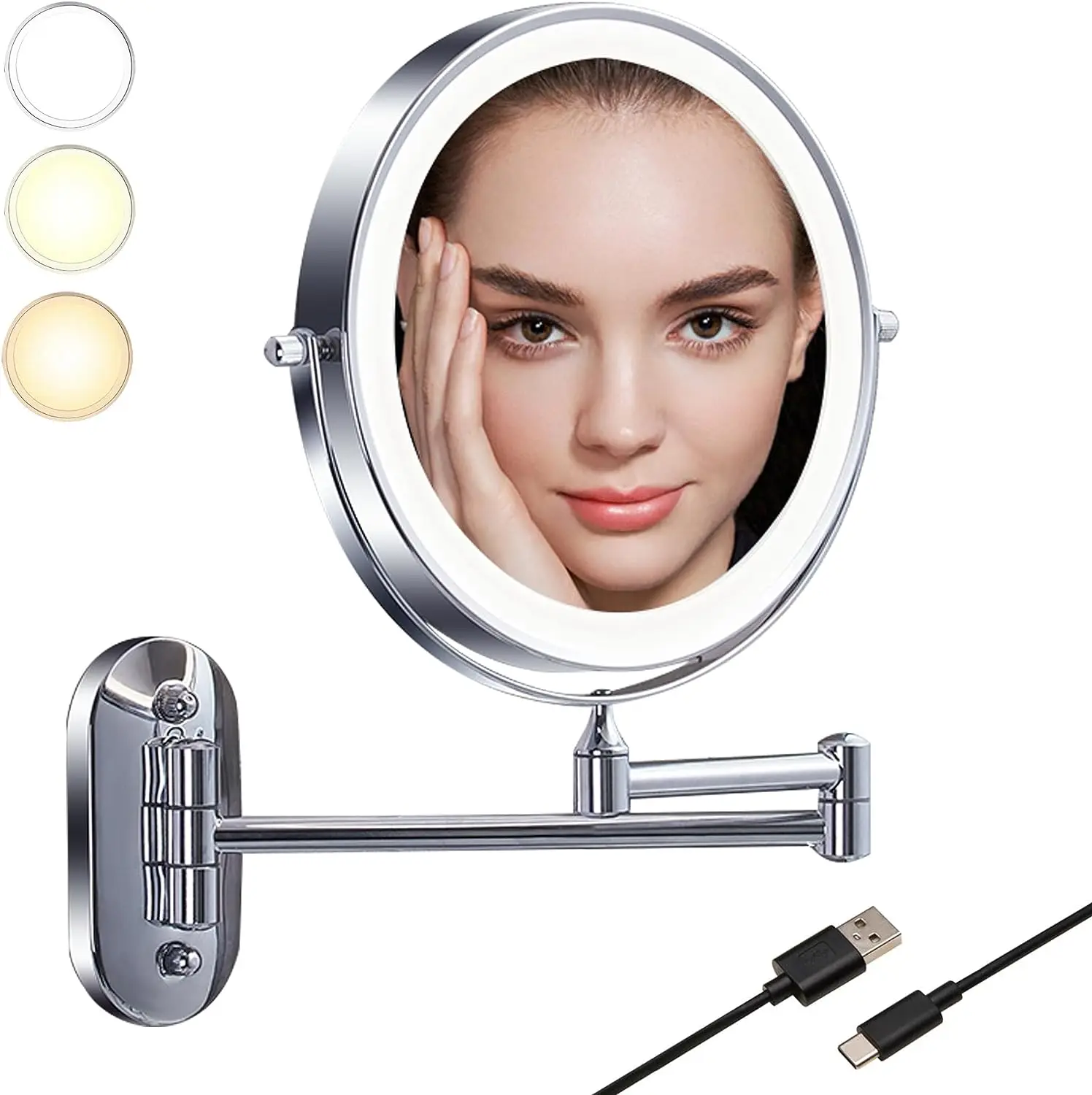 Внешний аккумулятор с USB-зарядкой, работает от аккумулятора 1X/5X, зеркало для ванной со светодиодной подсветкой