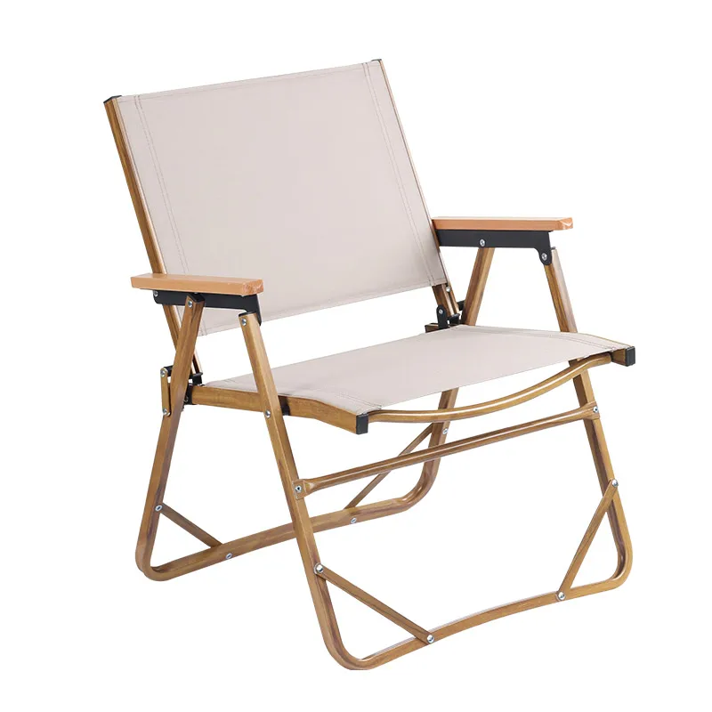 Custom Logo Portable Lightweight Aluminum Wood Grain Beach Garden Outdoor Low Folding Camping Chair