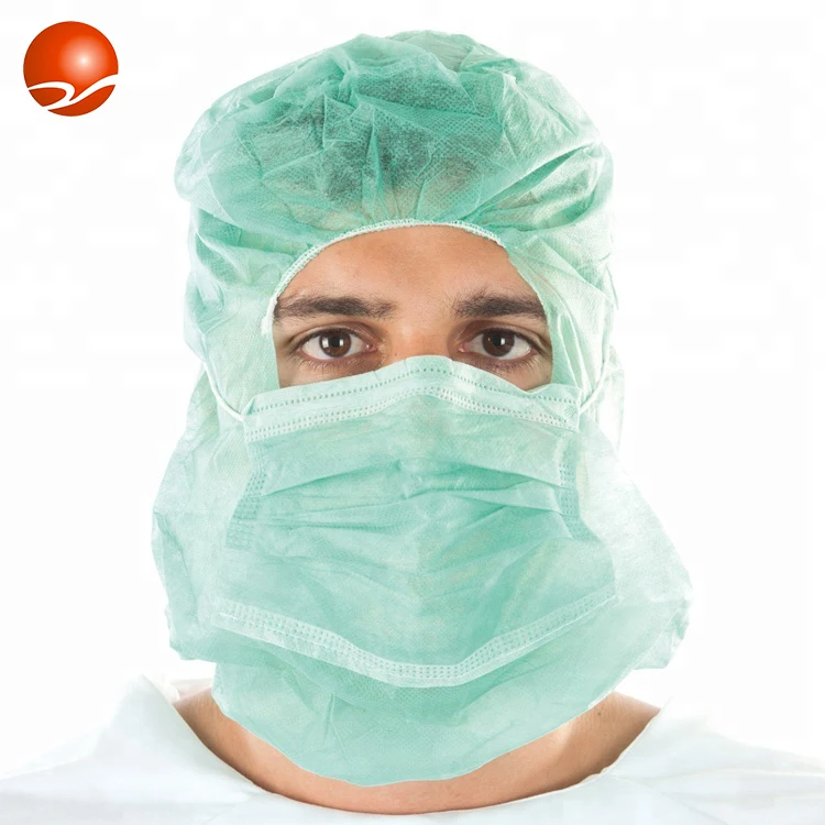 Disposable High Quality Wholesale Colorful Hood Head Cover Astronaut Cap with 3ply Face Mask