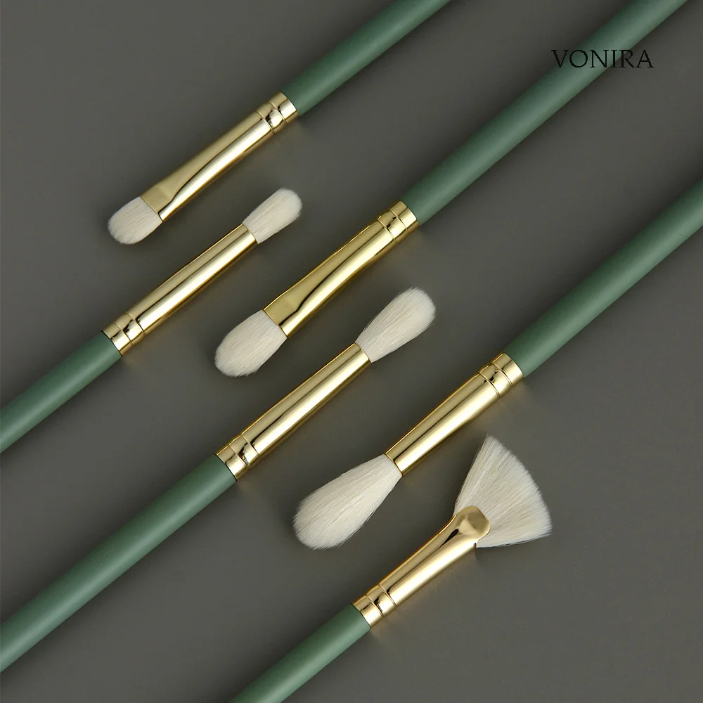Vonira Fashion 9pcs Matcha Green Makeup Brushes Set Blending Powder Eye Face Brush Makeup Tool Kit OEM ODM Brochas De Maquillaje