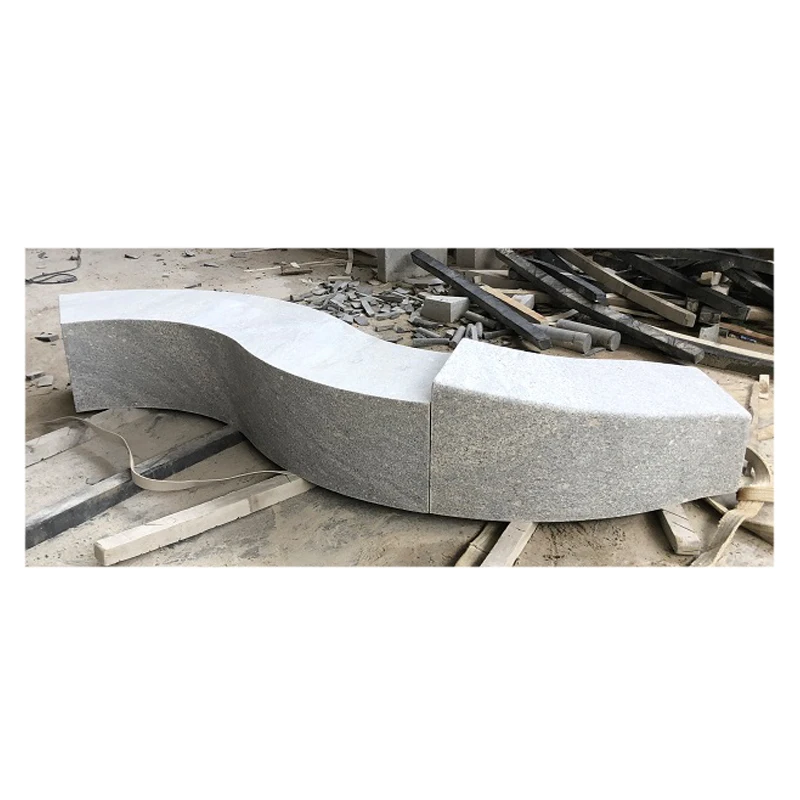 Custom Grey Granite Landscape Stone Kerbstone Curved Stone Bench For Garden Park Road