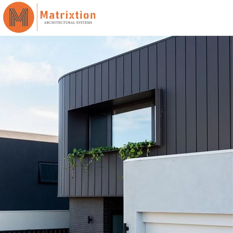 Matrixtion Modern Black: Streamlined Siding & Cladding Panels with Integrated Soffit