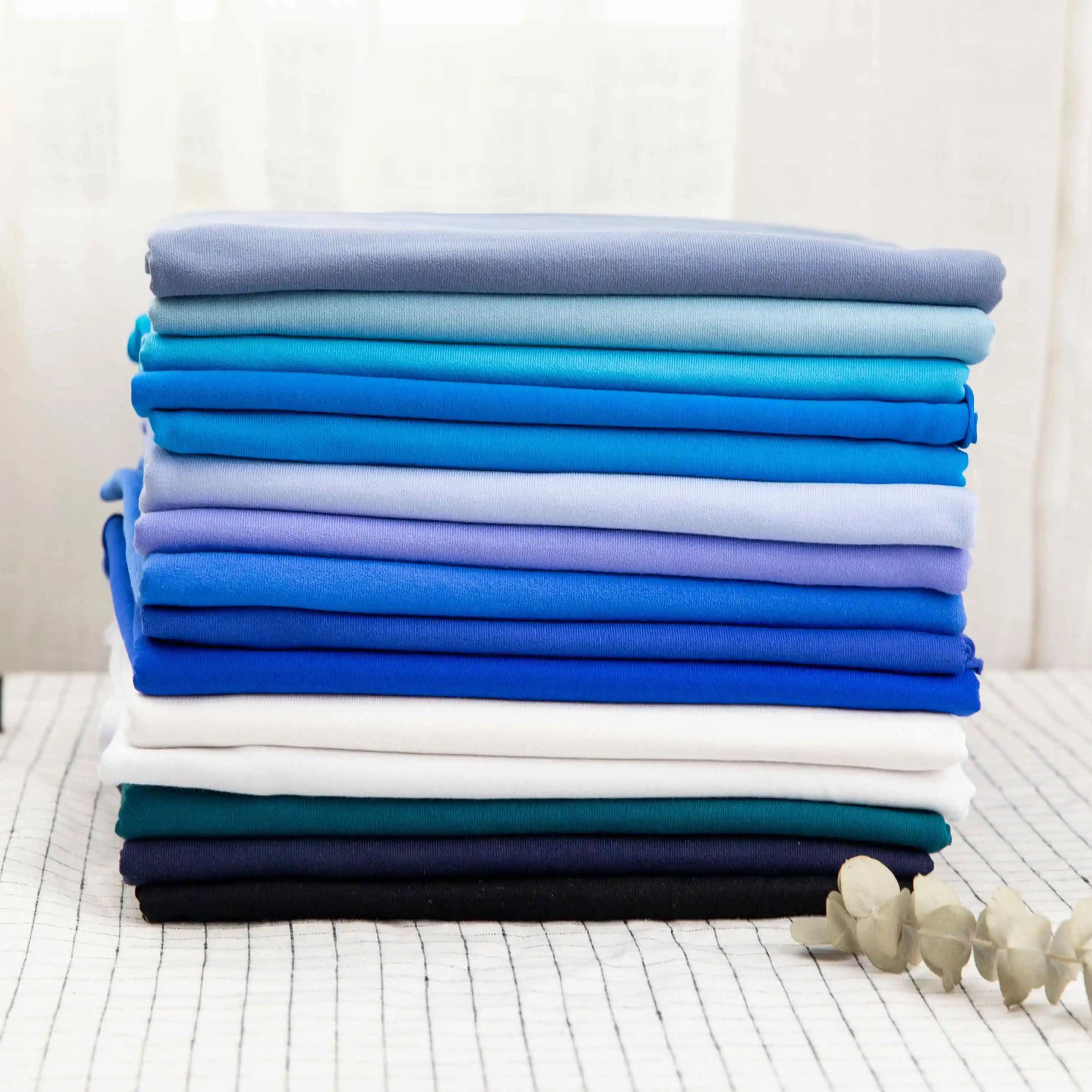 100 colors instock 250gsm heavy weight stretch french terry cotton  spandex  knitted  fabric for hoodies