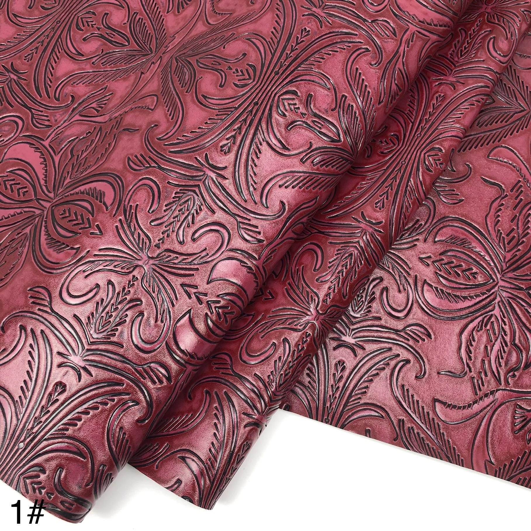 New product flower pattern printing PU leather shoe material handbag Vintage lily flower Embossed pattern PVC artificial faux le