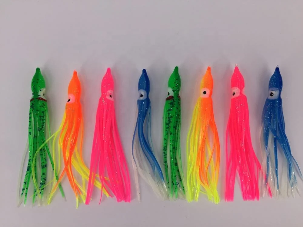 Multicolour Soft Plastic Octopus Lures Hoochie Squid Skirt Lures