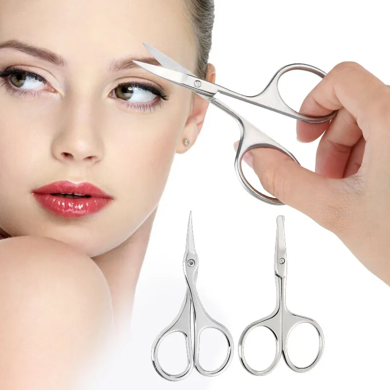 Professional Portable Rounded Tip Nose Barbers Hair Cutting Stainless Steel Safety Thinning Facial Beard Eyebrow Scissors