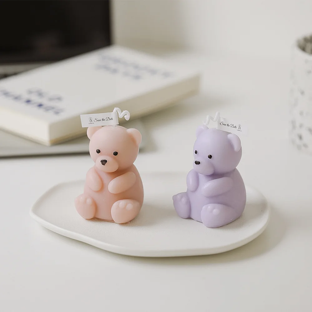 AROMA HOME Colorful Handmade 3D Bear Shaped Carving Aromatherapy Scented Candles For Wedding Home Decor Accessories