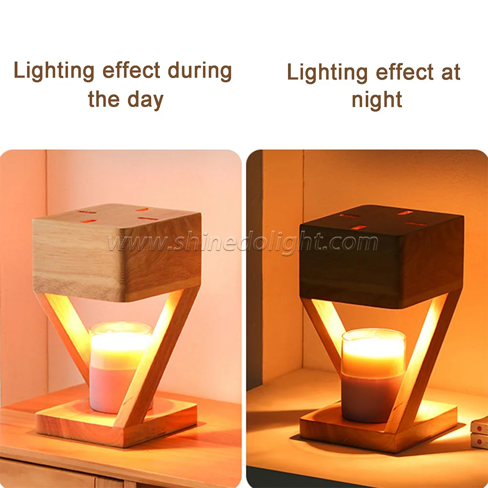 Dimmable Solid Wood Candle Warmer Lamp Wax Melt Lamps for Scented Candles for Desk Table Bedroom Night Lights