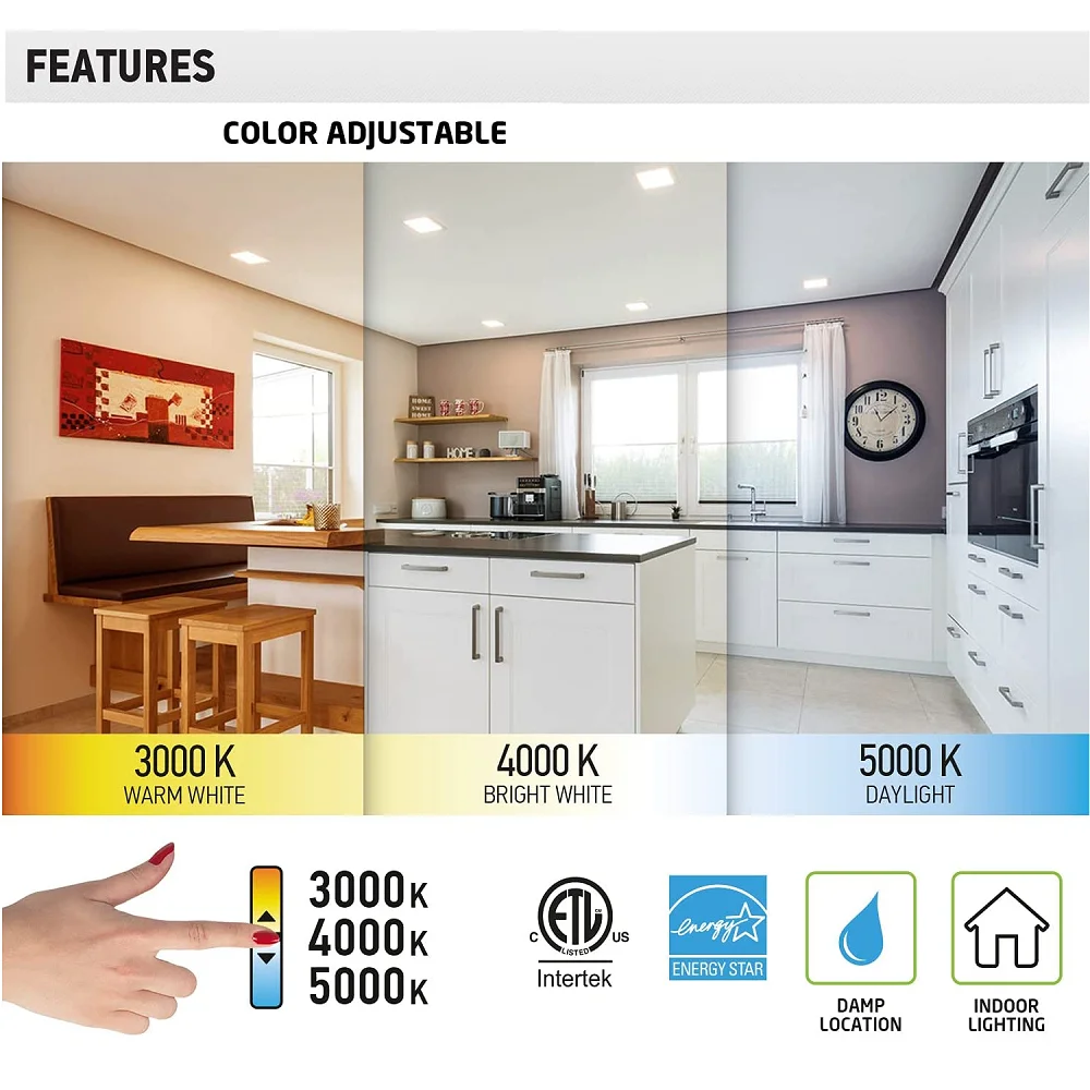 fast shipping ETL recessed led slim square ceiling panel light 4inch 6inch CCT tunable spot light