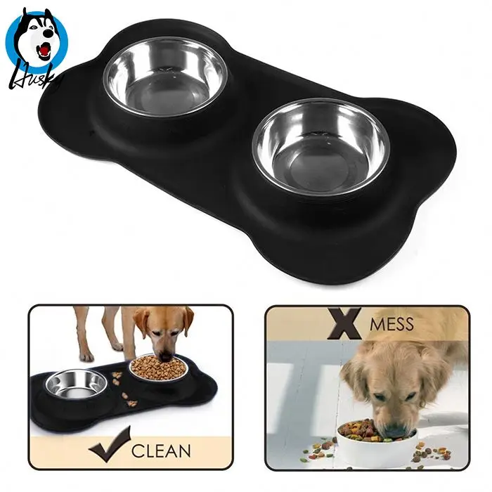 Dog Pet Bowl Water Bottle Food Bowls Feeder Steel Stainless Portable Cat Lick Mat Container For Dogs Drinking & Treat Dispenser