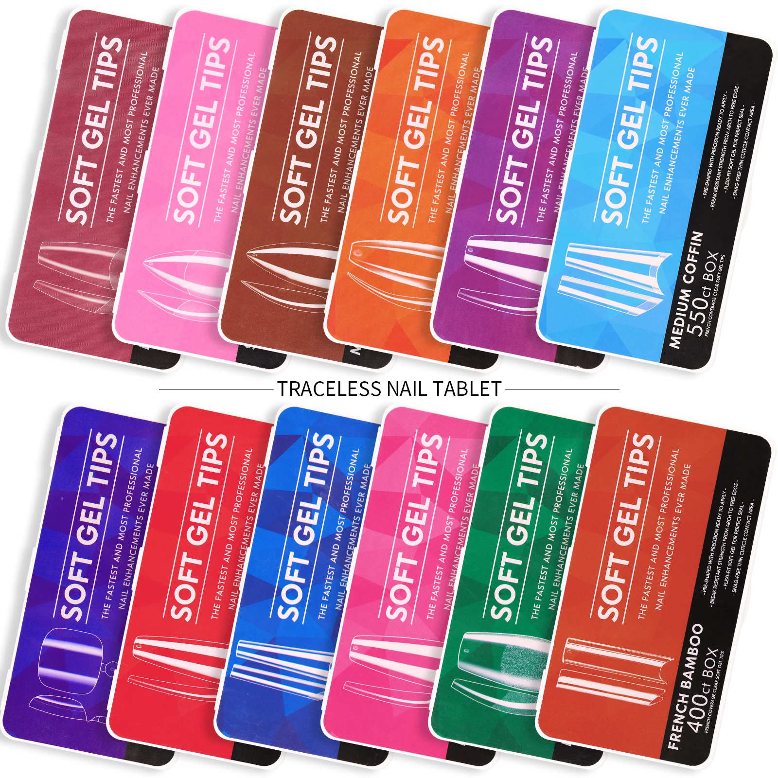 Amazon False Nail Tips Box Custom Private Label XL Coffin Ballerina Long Square Press On Full Cover Traceless Soft Gel Nail Tips