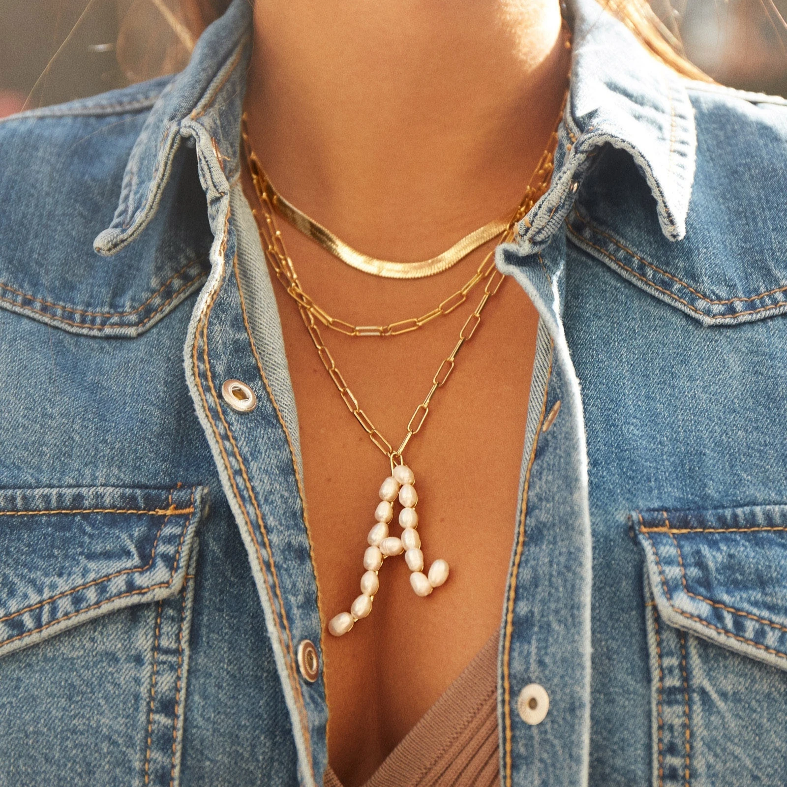 Barlaycs 2021 Fashion Pearl Initial Zodiac Letter Pendant Cuban Chain Women Jewelry Custom Packaging