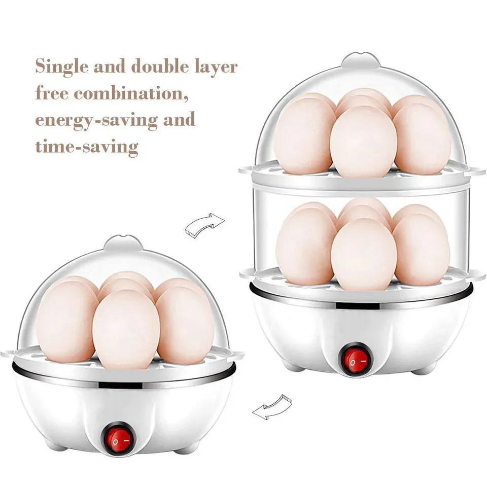 Two-Layer Automatic Electric Egg Cooker and Food Steamer Household Plastic Housing Steam Heating Function