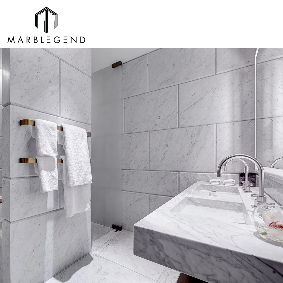 luxury villa decor marble slab wall white carrara marble tiles floor
