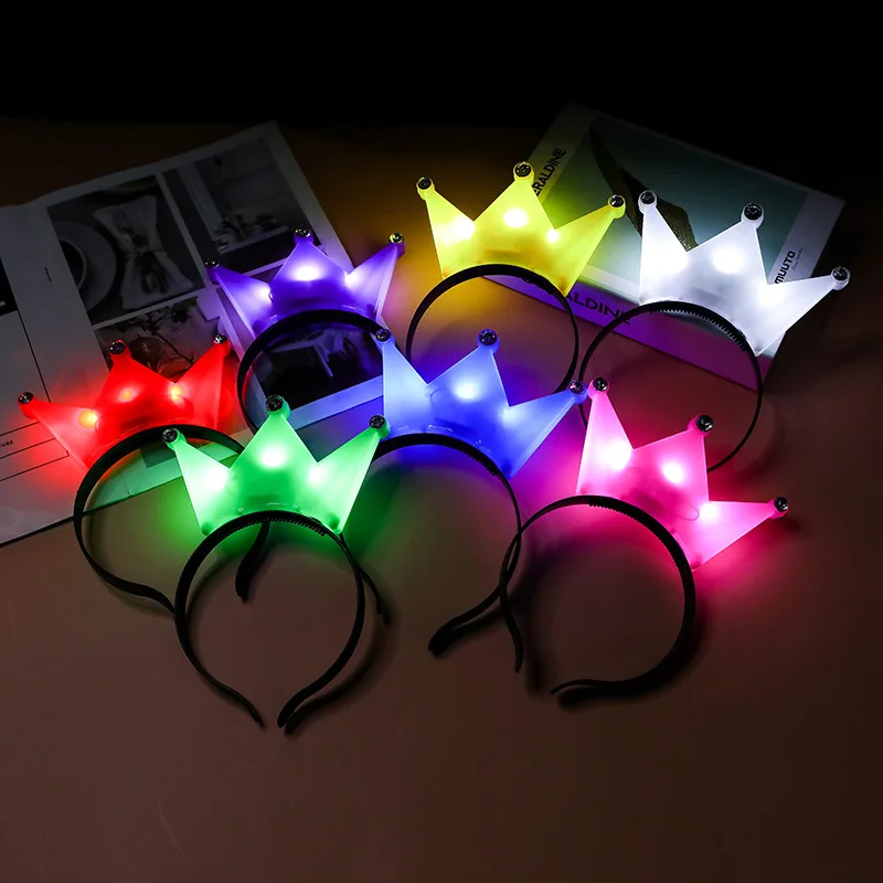 IFOND  LED Flashing Light-Up Crystal Crown Headband Party Hair Accessories