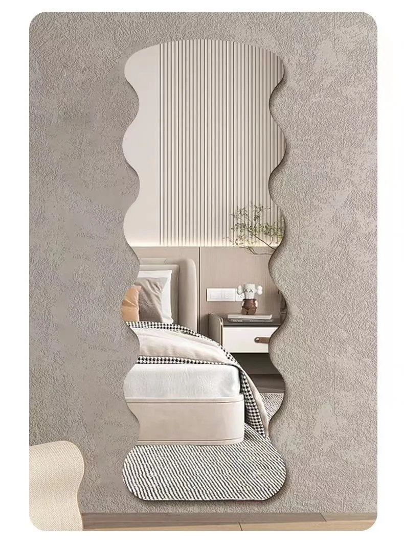 Acrylic Soft Wall Mounted Self-adhesive Sticker Dressing Full Body Household Home Decoration Fitting Long Mirror Cosmetic Silver