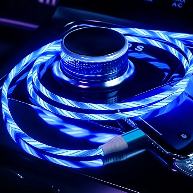 Wholesale LED flowing light data cable fast charging micro usb cable for Infinix Smart 3 Plus S4 S5