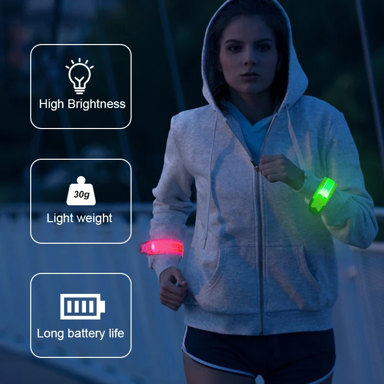 BSCI Factory Audit Custom Brand Logo Night Walking Safety Warning Led Slap Wristband Flashing Band Glow in the dark Sport Band