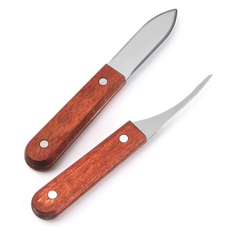Kitchen multipurpose thickened oyster Scallop knife mussel eating stainless steel oyster knife wooden handle oyster knife