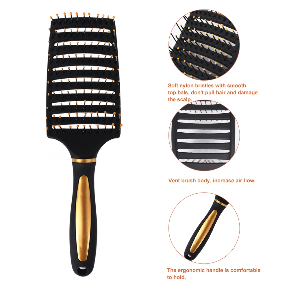 Fashional italy styling curved vent hair brush light drying fast curly ladies hair brush