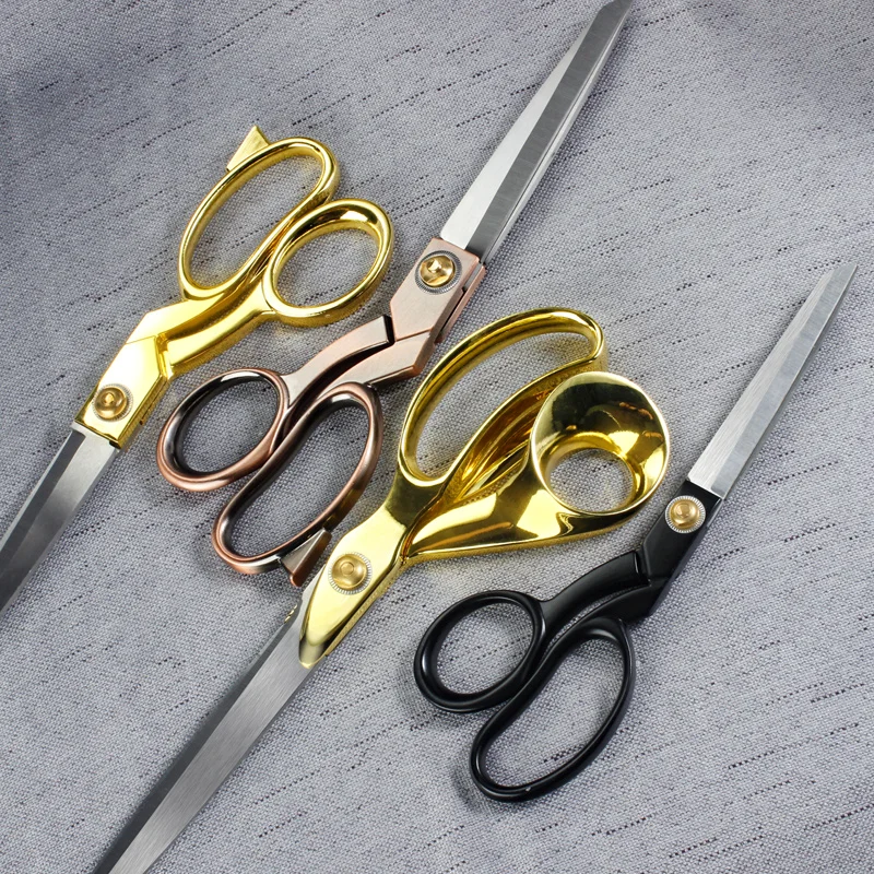 Stainless Steel Tailor Scissors Golden Coating Blade Plating Ciseaux Tijera Garment Shears for Embroidery Sewing Fabric Shears